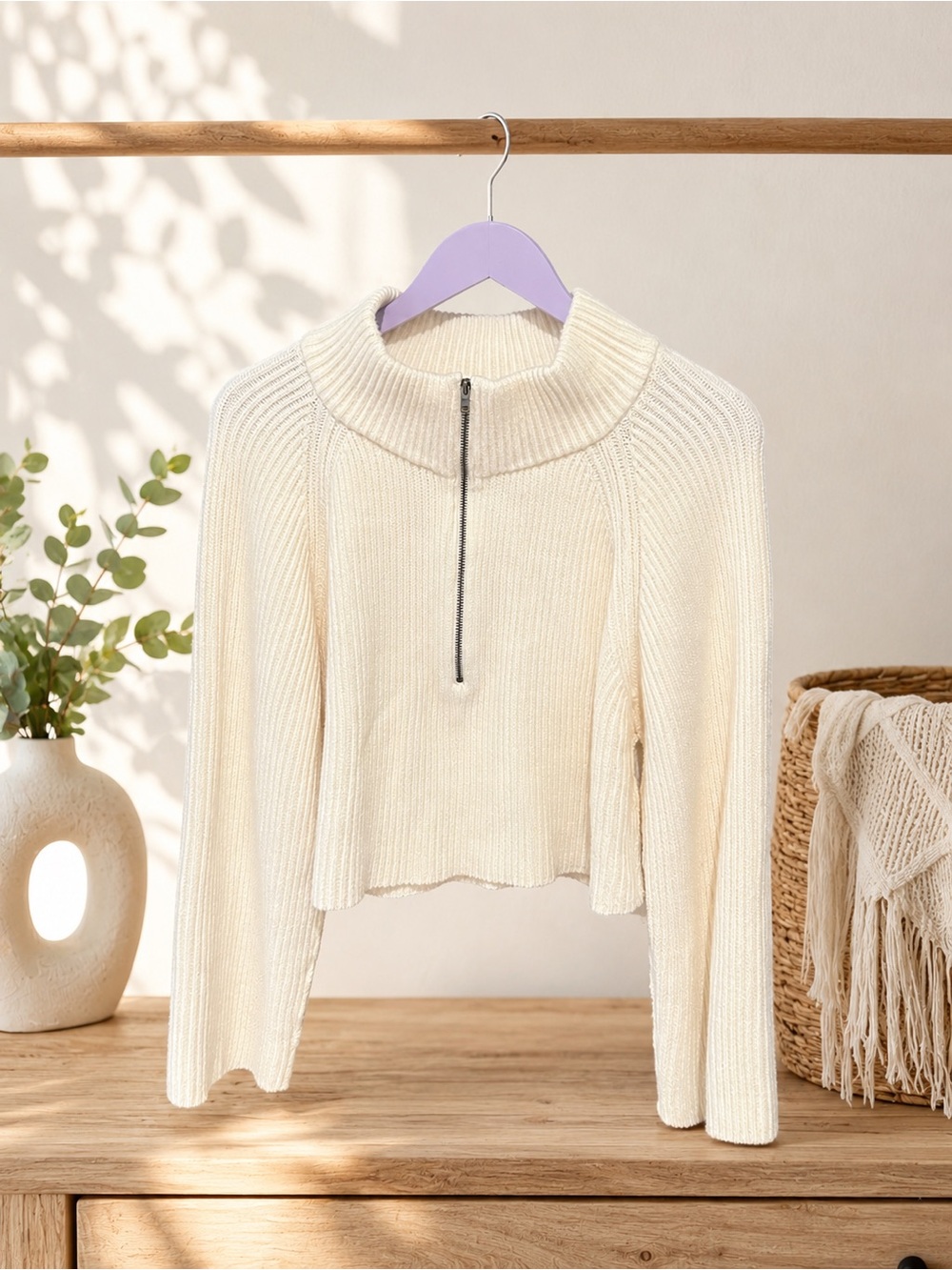[Free People] Greta Ribbed Half Zip Sweater